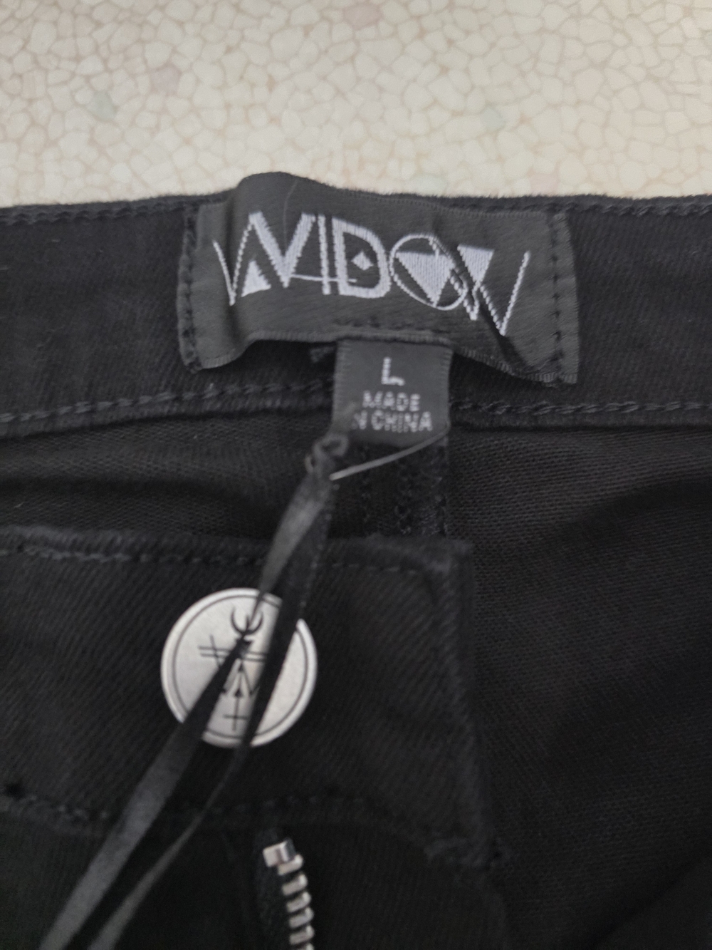 Dolls Kill- Widow- Black Flared Grommet Bondage Strap Pants- Sz L- NWT - Picture 7 of 12